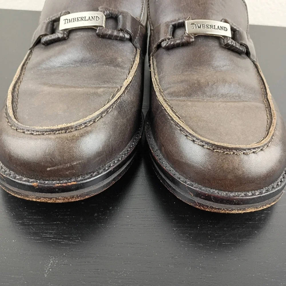Timberland Womens Brown Leather Loafers Moc Toe Slip On Shoes Size 6 M Brazil